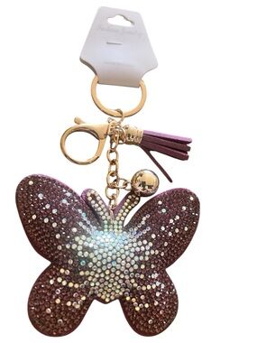 Sparkling Purple Butterfly Keychain with Tassel